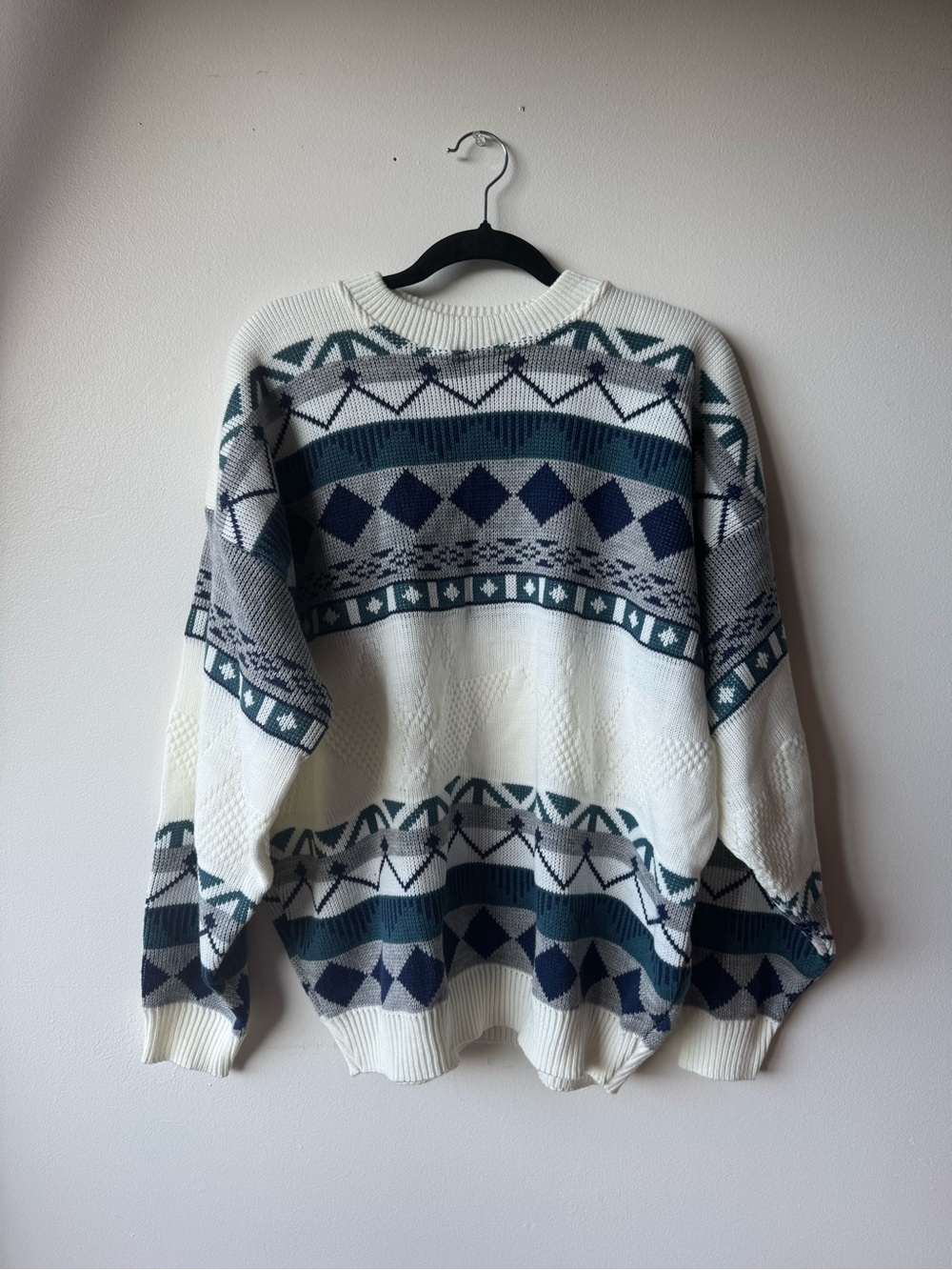Vintage Cream Patterned Sweater - Picture 3 of 6